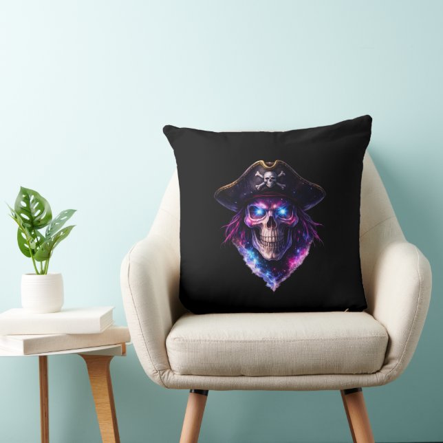 Cojín Decorativo Cosmic Pirate Skull Galaxy Throw Pillow (Silla)