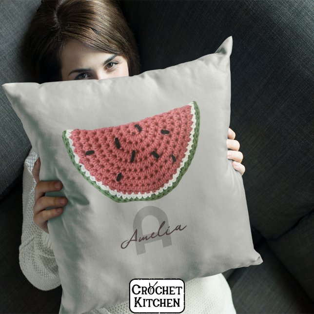 Cojín Decorativo Cosmo Crochet Watermelon Fruto Monograma estético (Subido por el creador)