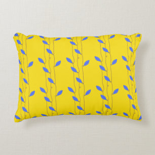 Cojín Decorativo Cosmo y brillante amarillo morado hojas algodón