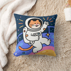 Cojín Decorativo CosmoCat: Paws en órbita