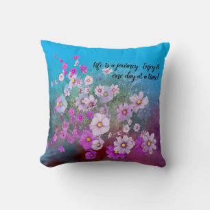 Cojín Decorativo cosmos de flor silvestre 26l azul La vida es un vi