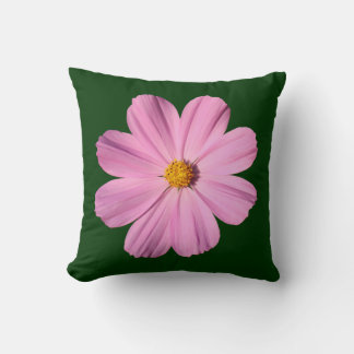 Cojín Decorativo Cosmos rosados - En verde oscuro