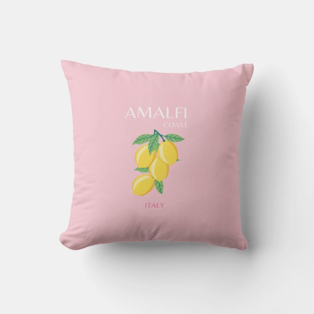 Cojín Decorativo Costa Amalfitana, habitación Preppy, rosa (Anverso)