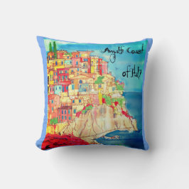 Cojín Decorativo Costa de Amalfi de Italia acuarela Mediterráneo