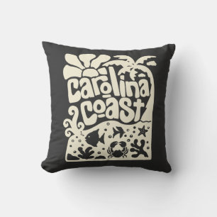 Cojín Decorativo Costa de Carolina Playa Vintage Retro Palma Árbol 