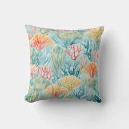 Cojín Decorativo Costa Náutica del Arrecife de Coral Naranja Amaril