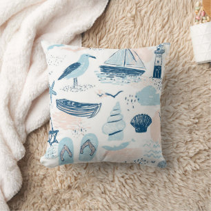 Cojín Decorativo Costa Nautica Verano Azul Rosa Costero (2)