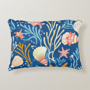 Cojín Decorativo Costa Rústica - Aguas marinas, pez estrella, arrec