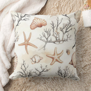 Cojín Decorativo Costa Rústica - Aguas marinas, pez estrella, arrec