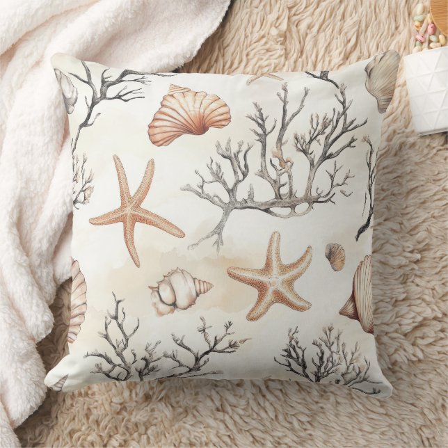 Cojín Decorativo Costa Rústica - Aguas marinas, pez estrella, arrec (Manta)