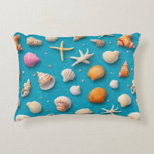 Cojín Decorativo Costa Rústica - Aguas marinas, pez estrella, arrec