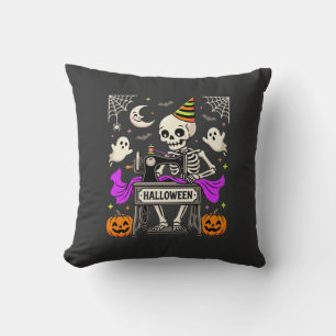 Cojín Decorativo Costura de Halloween Esqueleto Espeluznante Fantas