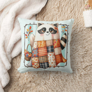 Cojín Decorativo Cosy Autumn Raccoon Patchwork Quilt