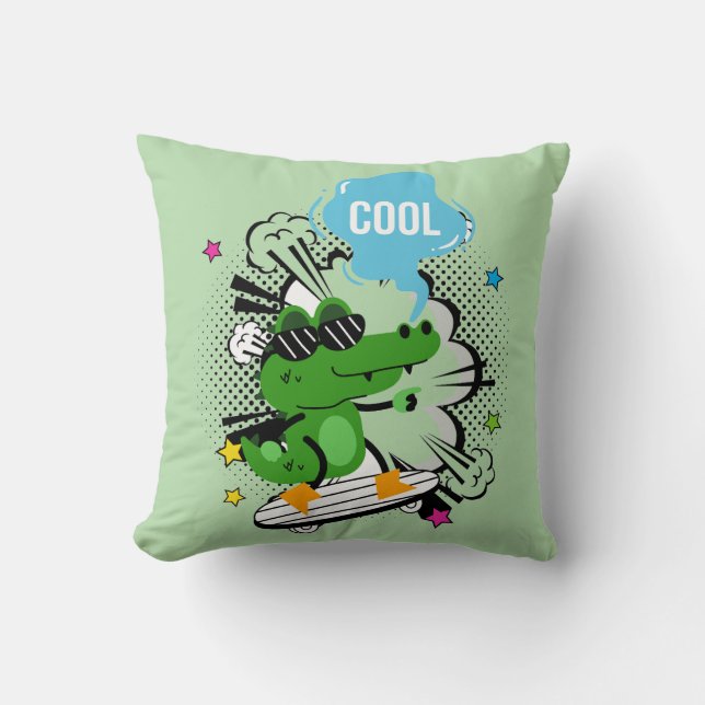 Cojín Decorativo cotización de cocodrilo fresco (Anverso)