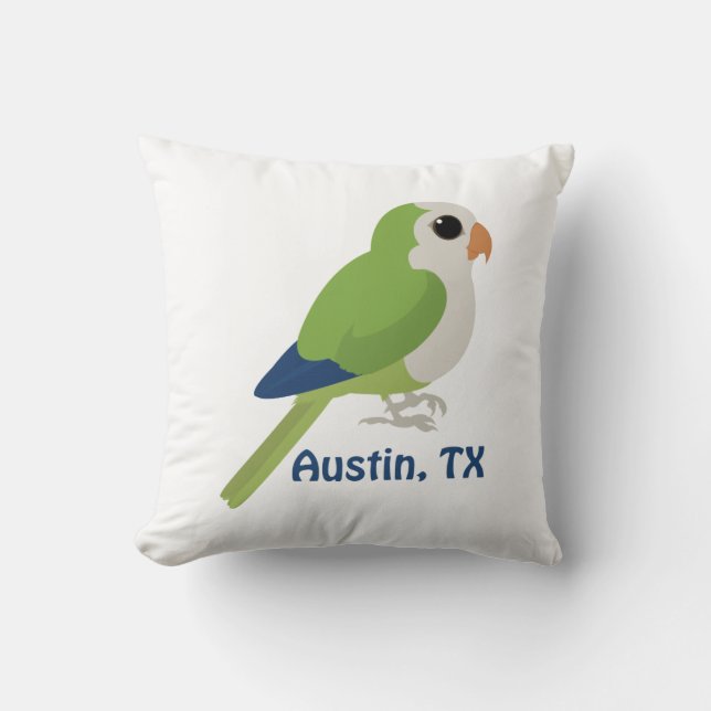 Cojín Decorativo Cotorra de Monk -Austin, Texas (Anverso)