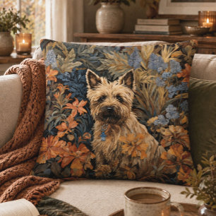 Cojín Decorativo Cottage Acogedor Terrier Cairn Botánico Vintage