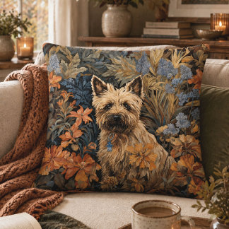 Cojín Decorativo Cottage Acogedor Terrier Cairn Botánico Vintage
