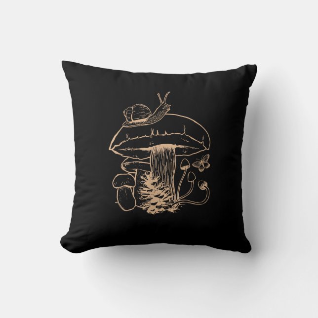 Cojín Decorativo Cottagecore Aesthetic Mushroom Snail Goblincore My (Anverso)