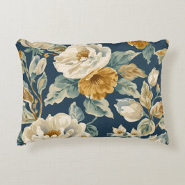 Cojín Decorativo Cottagecore Azul Mostaza Amarillo Crema Estampado