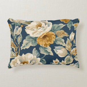 Cojín Decorativo Cottagecore Azul Mostaza Amarillo Crema Estampado 