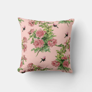 Cojín Decorativo Cottagecore floral rosa y blanca