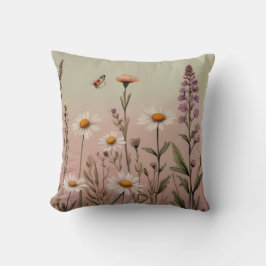 Cojín Decorativo Cottagecore Lavender and Daisy Floral Botanical
