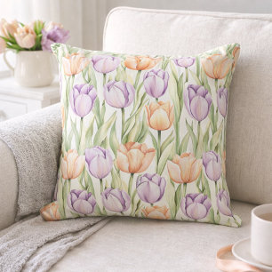 Cojín Decorativo Cottagecore Melocotón Lavanda Pastel Floral de Pri