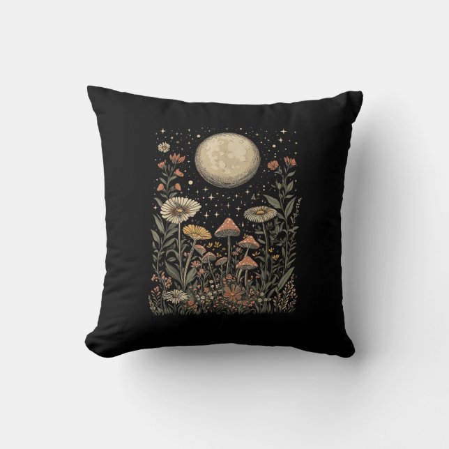 Cojín Decorativo Cottagecore Moon Mushroom Moonphase Goblincore (Anverso)