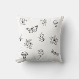 Cojín Decorativo Cottagecore - setas, flor, mariposa