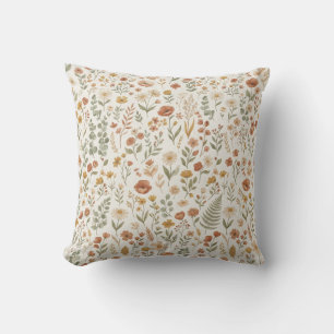 Cojín Decorativo Cottagecore Vintage Floral Silvestre Tono Tierra