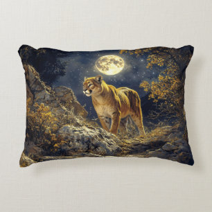 Cojín Decorativo Cougar en el arte de la vida salvaje a la luz de l