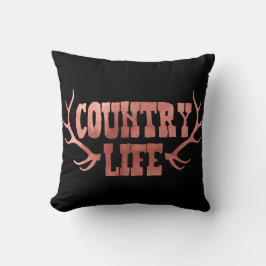 Cojín Decorativo Country Life Cornamentas Melocotón Rosa Dorado Gla