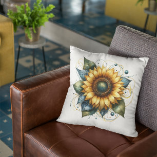 Cojín Decorativo Country Sunflower and Rustic Denim Blue Jean