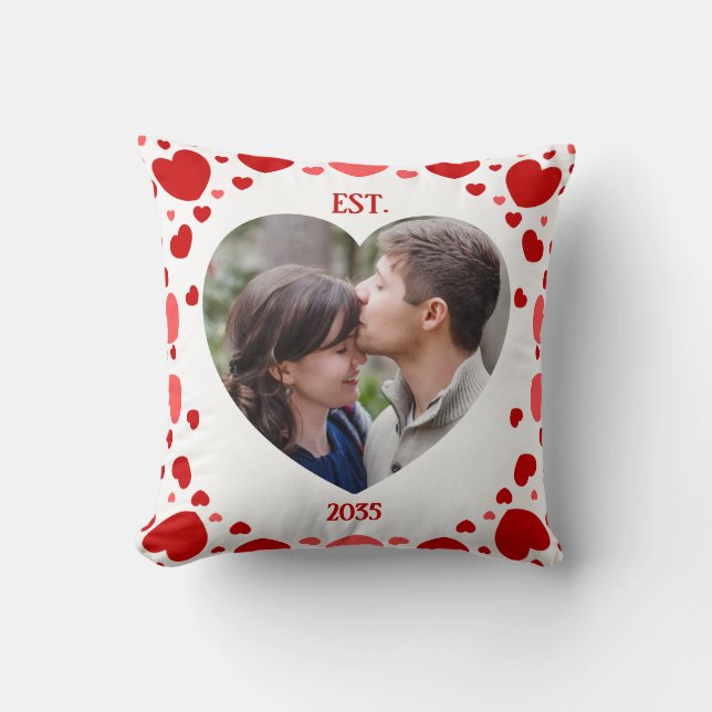 Cojín Decorativo Couples Love Keepsake Heart Photo Throw Pillow (Anverso)