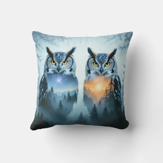 Cojín Decorativo Couple's Owl Night and Day Throw Pillow (Reverso)