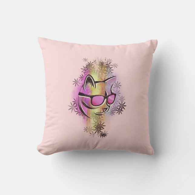Cojín Decorativo Coussin chat couleurs lunettes de soleil (Anverso)