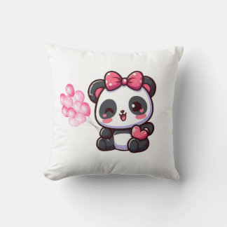Cojín Decorativo Coussin Chaton Rose Kawaii avec Nœuds et Ballons –