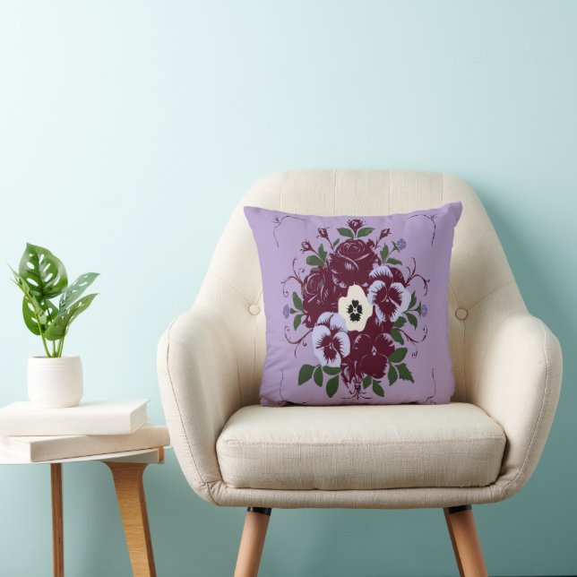 Cojín Decorativo Coussin décoratif - Bouquet de Violettes (Silla)