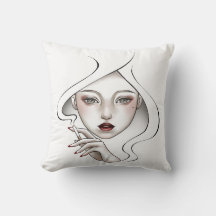 Coussin décoratif fille enfumée 