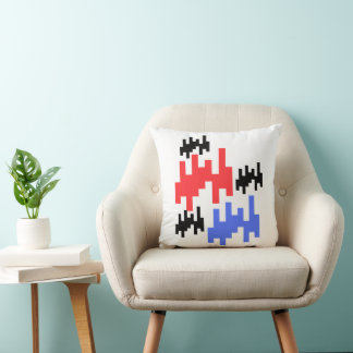 Cojín Decorativo  coussin décoratif pixels rouge et bleu.