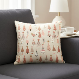 Cojín Decorativo Coussin décoratif Sapins de Noël Rose Scandinave
