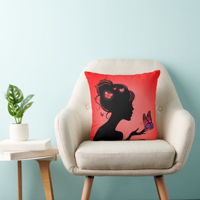 Cojín Decorativo Coussin La femme papillons rouges (Silla)