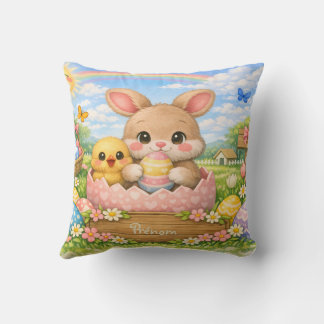Cojín Decorativo Coussin Personnalisé Prénom – Lapin et Poussin de 