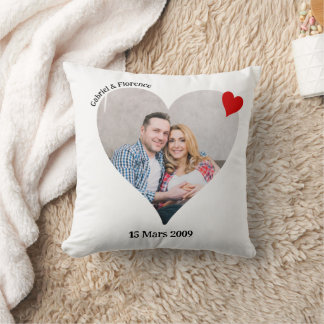 Cojín Decorativo Coussin photo en forme de coeur personnalisé