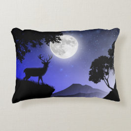 Cojín Decorativo Coussins Décoratifs Le cerf sous la lune bleu