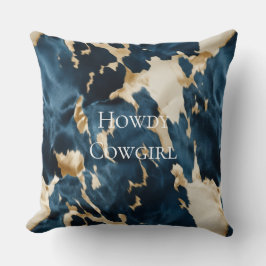 Cojín Decorativo Cowboy Cowgirl Piel de vaca de Western Blue Cream 