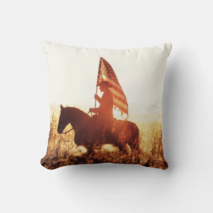 Cojín Decorativo Cowboy Retrato Tema de la bandera de los Estados U