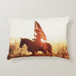 Cojín Decorativo Cowboy Retrato Tema de la bandera de los Estados U