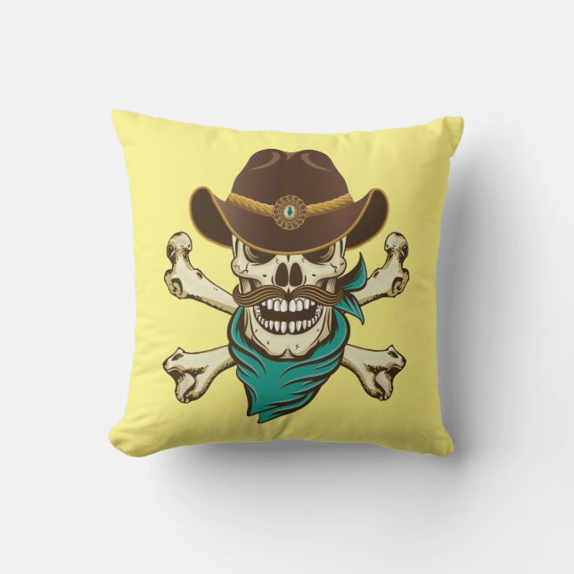 Cojín Decorativo Cowboy Skull y Crossbone (Anverso)