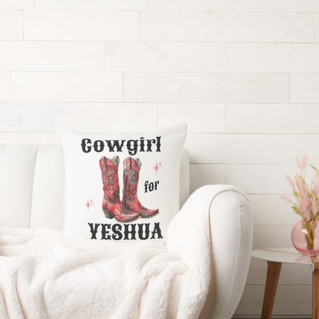 Cojín Decorativo "Cowgirl for Yeshua" Throw Pillow (Sofá)